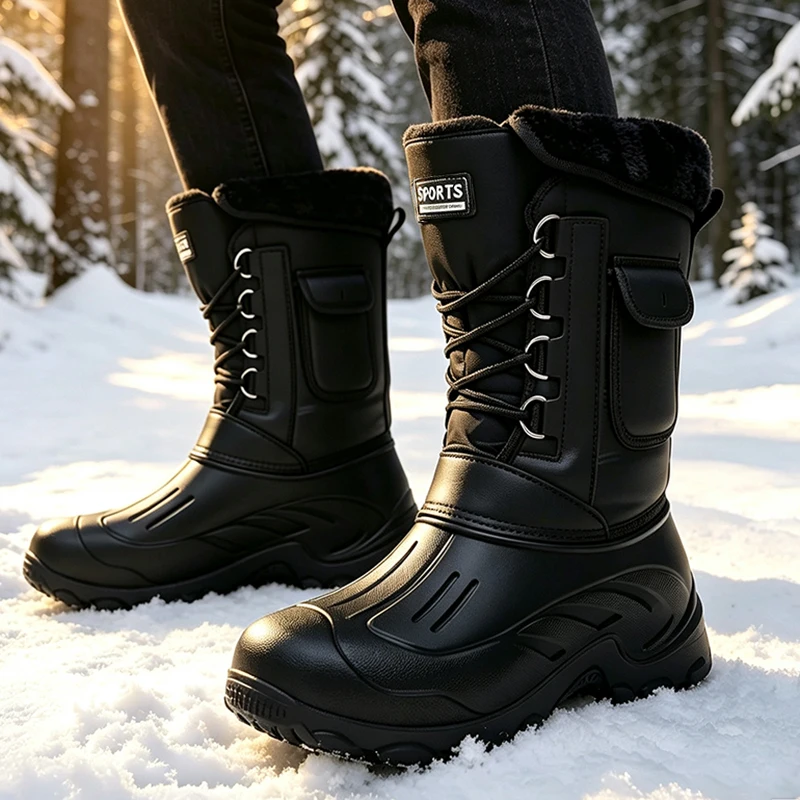 Fishing Hook Size - Herren Winter Schneestiefel Outdoor Angelschuhe Schneetrekkingschuhe
